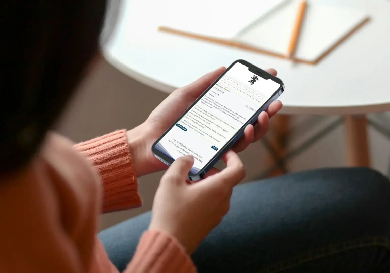 Candidate using CA QuizBank on mobile